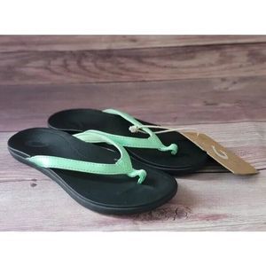 Olukai Womens Sandals Size 5 Ho'opio Mint Black